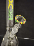 ROOR - 18" Accented Beaker Bong 18mm Joint & Bowl w/ Colored Ice Pinches & Bowl - Rasta Label - [R028] - $500