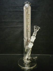Roor 16.5" Straight Bong 18mm Joint & Crown Top Bowl w/ Ice Pinches & Black Crown Top - Black & White Label [R020] - $480