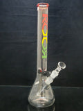 ROOR - 17" Beaker Bong Red Accents 18mm Joint & Bowl w/ Ice Pinches - Rasta Label - [R016] - $575