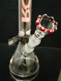 ROOR - 18" Beaker Bong 18mm Joint & Crown Top Bowl w/ Colored Ice Pinches & Crown Top - White & Red Label - [R010] - $700
