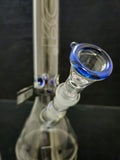ROOR - 18" Blue Accented Beaker Bong 18mm Joint & Bowl w/ Colored Ice Pinches - Outlined Label - [R015] - $700