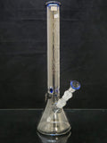 ROOR - 18" Blue Accented Beaker Bong 18mm Joint & Bowl w/ Colored Ice Pinches - Outlined Label - [R015] - $700