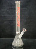 ROOR - 18" Accented Beaker Bong 18mm Joint & Bowl w/ Red & White Ice Pinches & Bowl - [R005] - $680