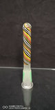 Mini Monster - 3 1/4" 18mm to 14mm Sandblasted Worked Orb Closed End Downstem - Black, White & Yellow - $200