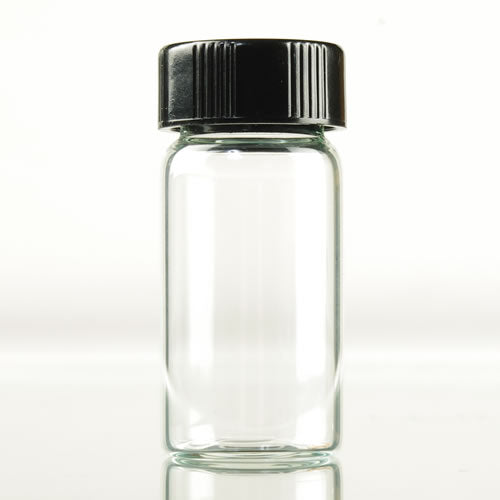 Glass Sample Vial w/ Black Screw Cap (Sizes Available)