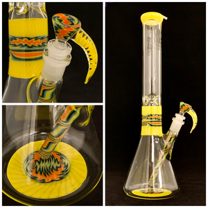 2K Glass - 16" Worked Beaker Bong w/ Worked Bowl & Downstem (2K39) - $550