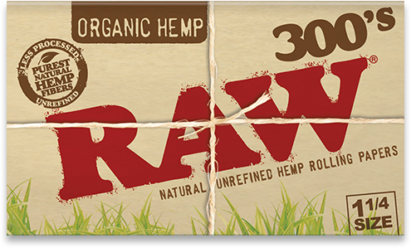 Raw - 300's Organic Hemp Rolling Papers 1 ¼ Creaseless - $7