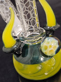 Dan P Glass - 5" Signed Sandblasted Mini Beaker Rig w/ Horns + Free Banger