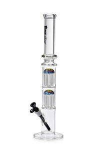 Hoss Glass - 22" Straight Bong w/ Double 8 Arm Tree Percs - Black - Y054