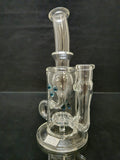 White Tail Glass - 8" Accented Incycler w/ External Drain Rig - Blue (WT05) - $300