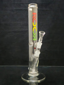 ROOR - 17" Straight Bong 18mm Joint & Bowl w/ Ice Pinches - Rasta Label - [R037] - $380