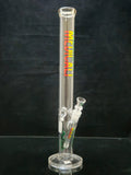 Medicali - 18" Straight Bong w/ Ice Pinches (45mm Tube) - Rasta Label (MES26)