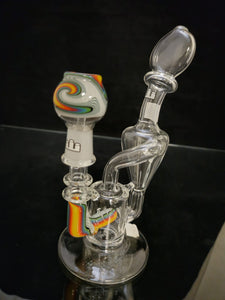 Silika Glass - 7" Worked Recycler Rig w/ Worked Dome [SIR33]