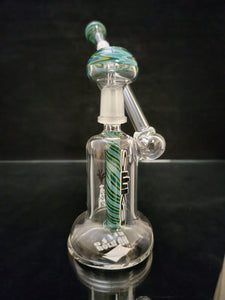 Silika Glass - 8.5" Worked Sidecar Rig w/ Dome - Green & Blue [SIR16]