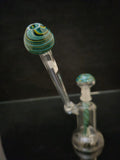 Silika Glass - 8.5" Worked Sidecar Rig w/ Dome - Green & Blue [SIR16]