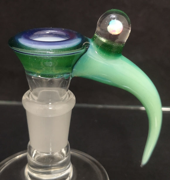 Apix Design - Worked Horn Bowl 18mm (4 Hole) - Green & Blue w/ Round Opal - $130