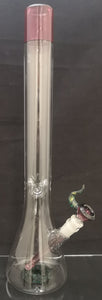 KOBB Glass - 19.5" Worked Beaker Bong w/ Matching Downstem & Bowl (1 Hole) - Pink w/ Crushed Opal Base - $650