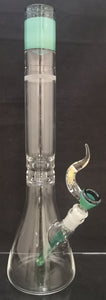 KOBB Glass - 17.5" Titan V3 Worked Beaker w/ Matching Downstem & Bowl (1 Hole) - Green w/ Crushed Opal Accents - $550