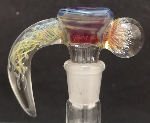 KOBB Glass - 14mm Worked Horn Bowl w/ Trichome Marble (4 Hole) - Amber Purple - $130