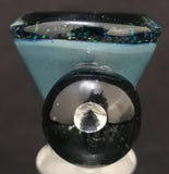KOBB Glass - 14mm Worked Horn Bowl w/ Diamond Trapped Marble (1 Hole) - Sparkly Light Blue w/ Crushed Opal - $130