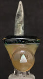 KOBB Glass - 14mm Worked Horn Bowl w/ Opal Chunk (1 Hole) - Light Purple Haze & Crushed Opal - $130