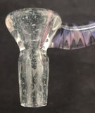 KOBB Glass - 18mm Worked Horn Bowl (1 Hole) - Crushed Opal & Purple Handle - $130