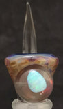 KOBB Glass - 18mm Worked Horn Bowl w/ Opal Chunk (4 Hole) - Amber Purple Honeycomb - $130