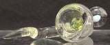 KOBB Glass - 18mm Worked Horn Bowl w/ Opal Chunk (4 Hole) - UV Green & Red - $130