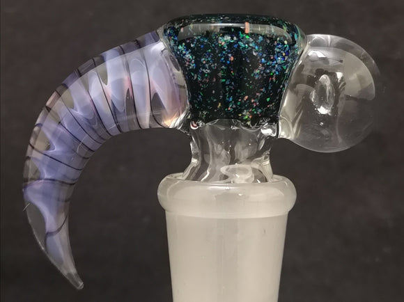 KOBB Glass - 18mm Worked Horn Bowl w/ Diamond Trapped Marble (4 Hole) - Crushed Opal & Purple - $130