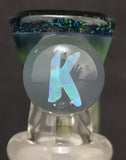 KOBB Glass - 18mm Worked Horn Bowl w/ K Shaped Opal (1 Hole) - Mystery Adventurine & Crushed Opal - $130