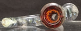 KOBB Glass - 18mm Wig Wag Horn Bowl w/ Dichro Marble (1 Hole) - Red, Yellow, Black, & White - $130