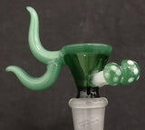 14mm Colored Double Horn Bowl w/ Mushrooms (1 Hole) - Colors Available