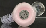 KOBB Glass - 18mm Horn Bowl w/ Dichro Marble (4 Hole) - Pink Cadillac