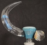 KOBB Glass - 14mm Up Horn Bowl w/ Tricombs Marble (1 Hole) - Blue Stardust Over Ghost