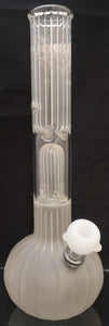 Red Eye Glass - 15"Frosted Beaker Bong w/ Dome Perc & Lighter Magnet - Clear