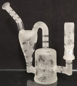 Gear Premium - 6.5" Frosted Bee Recycler Rig w/ Dome & Nail - Clear