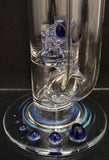 Benwa Glass - 16" Grid Cap Perc Bong w/ Matching Bowl (4 Hole) - Blue