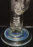 Benwa Glass - 15.5" 180° Grid Perc Bong w/ Matching Bowl (4 Hole) - White