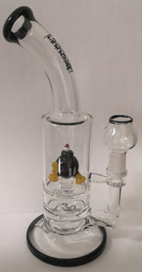 Hoobs Glass - 9.5" 14mm Male Joint Double Disk Perc Rig - Super Mario Bomb (Bob-omb)