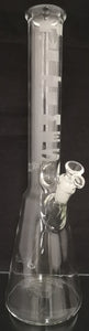 LPZ Glass x NCCL Glass - 17.5" Hi Times Sandblasted Beaker Bong w/ 14mm Bowl (1 Hole) - Clear