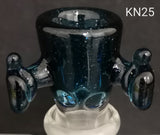 Knock Out (Kirill) Glass - 18mm Colored Bowl w/ Built In Screen (3 Hole) - Colors Available