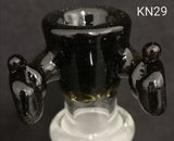 Knock Out (Kirill) Glass - 18mm Colored Bowl w/ Built In Screen (3 Hole) - Colors Available