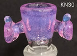 Knock Out (Kirill) Glass - 18mm Colored Bowl w/ Built In Screen (3 Hole) - Colors Available