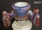 Knock Out (Kirill) Glass - 18mm Colored Bowl w/ Built In Screen (3 Hole) - Colors Available