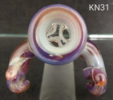 Knock Out (Kirill) Glass - 18mm Colored Bowl w/ Built In Screen (3 Hole) - Colors Available