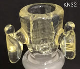 Knock Out (Kirill) Glass - 18mm Colored Bowl w/ Built In Screen (3 Hole) - Colors Available