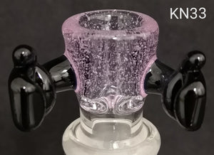 Knock Out (Kirill) Glass - 18mm Multi Colored Bowl w/ Built In Screen (3 Hole) - Colors Available