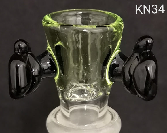 Knock Out (Kirill) Glass - 18mm Multi Colored Bowl w/ Built In Screen (3 Hole) - Colors Available