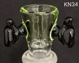 Knock Out (Kirill) Glass - 18mm Multi Colored Bowl w/ Built In Screen (3 Hole) - Colors Available