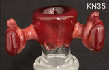 Knock Out (Kirill) Glass - 18mm Multi Colored Bowl w/ Built In Screen (3 Hole) - Colors Available